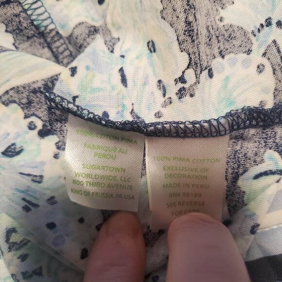 Lilly Pulitzer Margot Swing Dress Sz L High Tide Scuba Doo Pima Cotton Resort - Picture 6 of 8